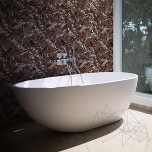 Mosaïque de marbre poli Rosso Levanto à chevrons