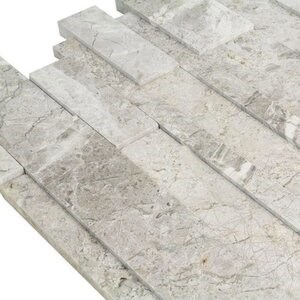 Mosaïque murale 3D en marbre poli gris tundra