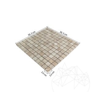 Mosaïque de Travertin Tumbled Latte, 2.3 x 2.3 cm