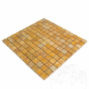 Mosaïque de Travertin Jaune Polie, 2.3 x 2.3 cm