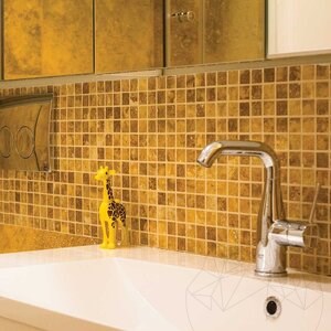 Mosaïque de Travertin Jaune Polie, 2.3 x 2.3 cm