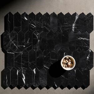 Pilier en mosaïque en marbre noir poli 30.5 x 28 cm