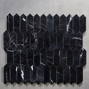 Pilier en mosaïque en marbre noir poli 30.5 x 28 cm