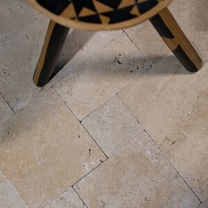 Classic Cross Cut Mini Travertin Tumbled French Pattern Set, 1 cm