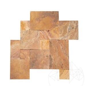 Travertin brossé Peach Cross Cut French Pattern Set, 1.2 cm