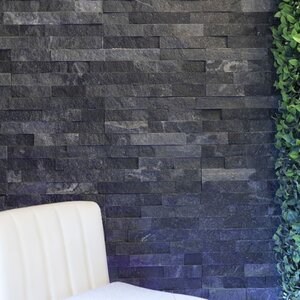 Catania - Panneau de revêtement mural en marbre noir 15 x 60 cm