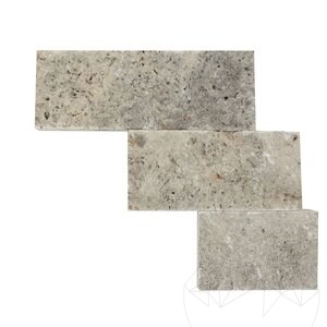 Travertin à facettes argentées, 7.5 cm x FL x 2 cm