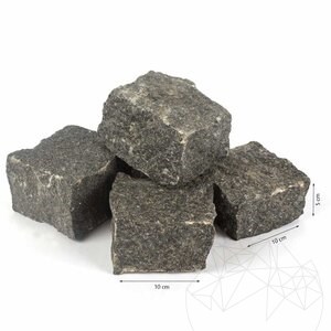 Pierre de granit à face éclatée anthracite, 10 x 10 x 5 cm