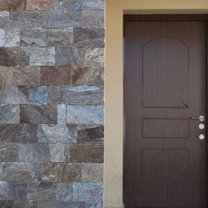 Ardoise Rusty Brown Natur, 10 cm x LL | Pierre décorative - Dalles verticales, extérieur-intérieur