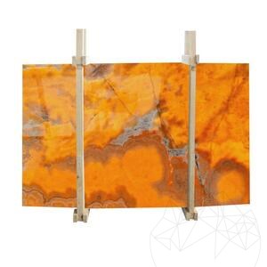 Plaque d'onyx poli orange, 2 cm
