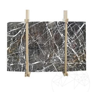 Plaque de marbre noir poli Spider 2 cm
