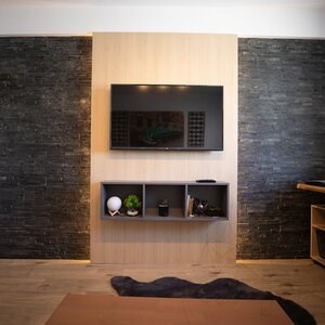 Stras - Panneau d'habillage mural en ardoise noire 15 x 60 cm