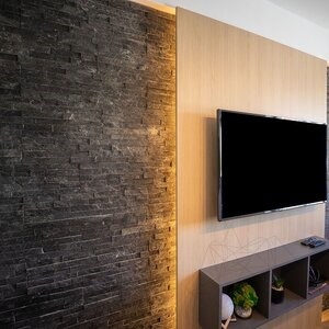 Stras - Panneau d'habillage mural en ardoise noire 15 x 60 cm