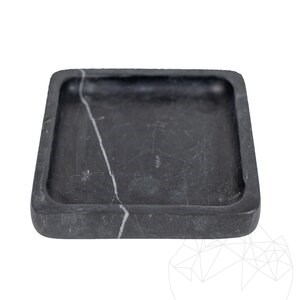 Plateau carré en marbre Nero, 15 x 15 x 2.5 cm