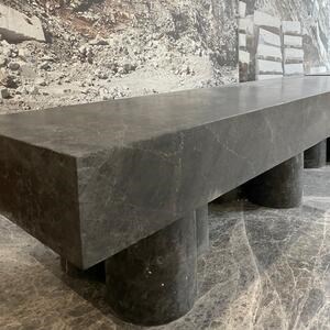 PureMess Banc de jardin en marbre Ceppo, 180 x 50 x 44 cm