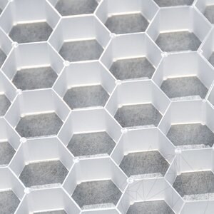 Système d'aménagement paysager pour la stabilisation du gravier, blanc, 1176 x 764 x 32 mm