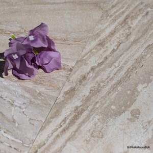 Ensemble de motifs français en travertin Striato Beige adouci, 1.2 cm