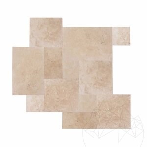 Travertin classique taillé en croix brossé, Ensemble de motifs français, 1.2 cm