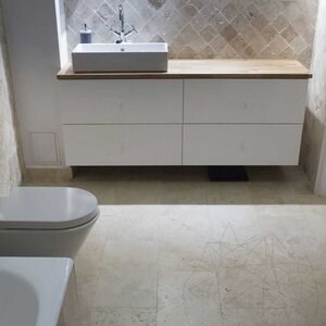Travertin Classic Cross Cut brossé, 61 x 30.5 x 1.2 cm