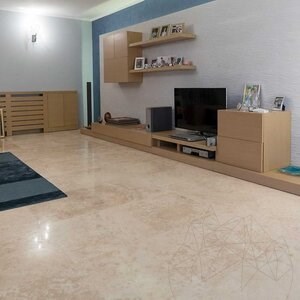 Travertin poli en coupe transversale Classic PREMIUM, 61 x 61 x 1.2 cm