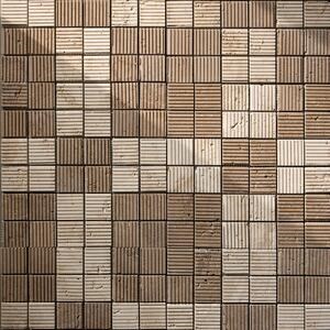 Mosaïque de travertin rayé Classique & Noce, 4.7 x 4.7 cm
