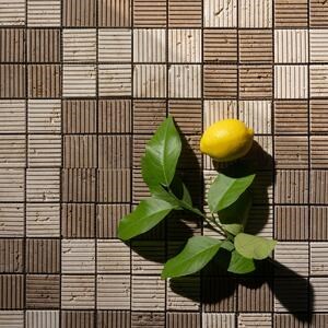 Mosaïque de travertin rayé Classique & Noce, 4.7 x 4.7 cm