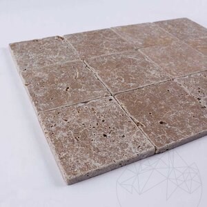 Travertin Noce Cross Cut Tumbled, 10 x 10 x 1 cm