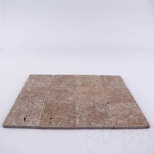 Travertin Noce Cross Cut Tumbled, 10 x 10 x 1 cm