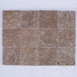 Travertin Noce Cross Cut Tumbled, 10 x 10 x 1 cm