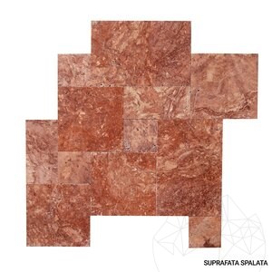 Ensemble de motifs français en travertin roulé coupé en croix Opium rouge 1,2 cm