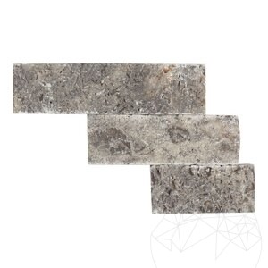 Travertin à facettes argenté, 5 cm x FL x 2 cm