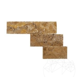 Travertin fendu jaune, 7.62 cm x FL x 2.1 cm
