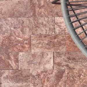 Travertin brossé à coupe croisée Red Opium 15.2 x 30.5 x 3 cm