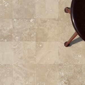Travertin aiguisé coupe croisée classique 20.3 x 20.3 x 1.2 cm