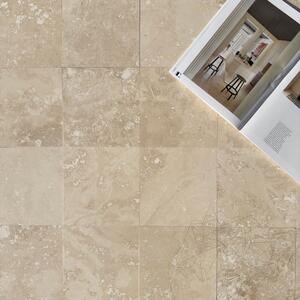 Travertin aiguisé coupe croisée classique 20.3 x 20.3 x 1.2 cm