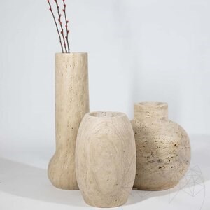Vase en travertin Milano Classic Riven, 50 x 20 x 10 cm