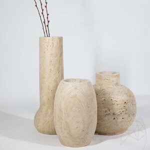 Vase en travertin Pisa Classic Riven, 30 x 20 x 20 cm