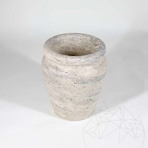 Vase en Travertin Argenté Roma, 30 x 25 x 25 cm