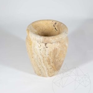 Vase en travertin Roma Yellow, 30 x 25 x 25 cm