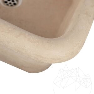 Lavabo de salle de bain, Arco Classic Travertine SCAS2, 47 x 47 x 19 cm