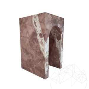 Table d'appoint Archy en travertin rouge opium