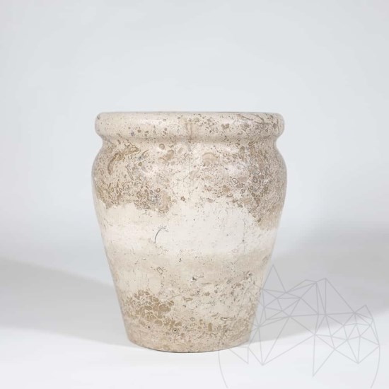 Vase en travertin Roma Latte, 30 x 25 x 25 cm