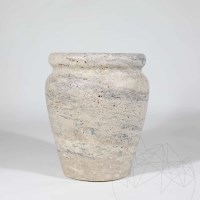 Vase en Travertin Argenté Roma, 30 x 25 x 25 cm