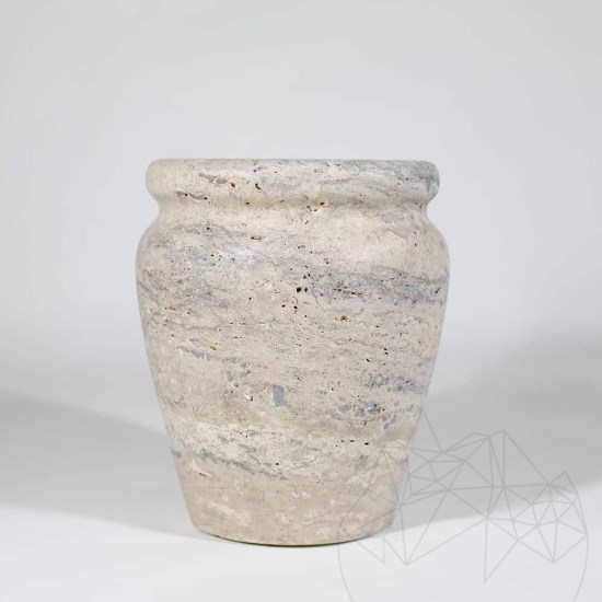 Vase en Travertin Argenté Roma, 30 x 25 x 25 cm
