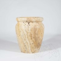 Vase en travertin Roma Yellow, 30 x 25 x 25 cm