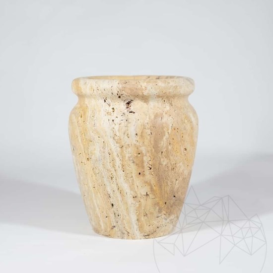 Vase en travertin Roma Yellow, 30 x 25 x 25 cm