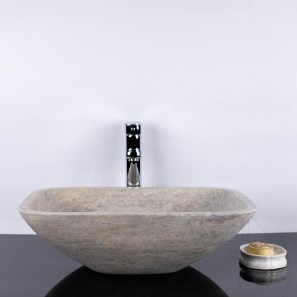 Lavabo Matia Travertin Argenté BRTA, 50 x 40 x 13 cm