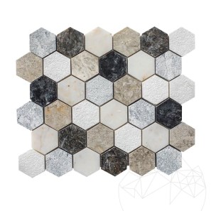 Mélange de mosaïques de marbre hexagonales 