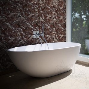 Mosaïque de marbre poli Rosso Levanto à chevrons