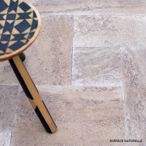 Latte PREMIUM Travertin brossé à motifs français, 1.2 cm